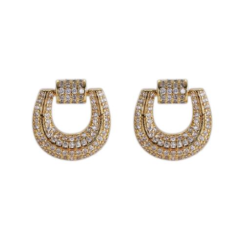 Cubic Zirconia Micro Pave Brass Earring, plated, fashion jewelry & micro pave cubic zirconia & for woman 