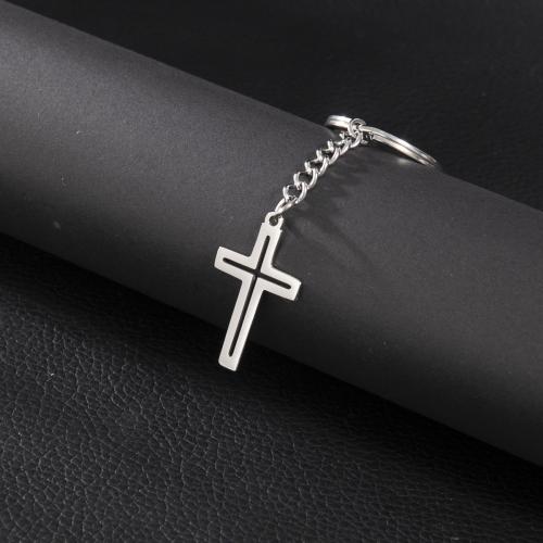 Stainless Steel Key Chain, 304 Stainless Steel, Cross, plated, fashion jewelry & hollow 