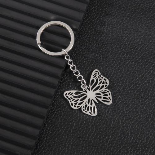 Stainless Steel Key Chain, 304 Stainless Steel, Butterfly, plated, fashion jewelry & hollow 