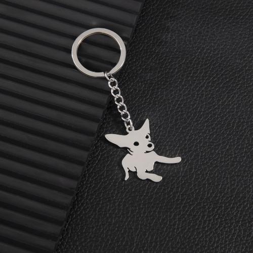 Stainless Steel Key Chain, 304 Stainless Steel, Dog, plated, fashion jewelry 