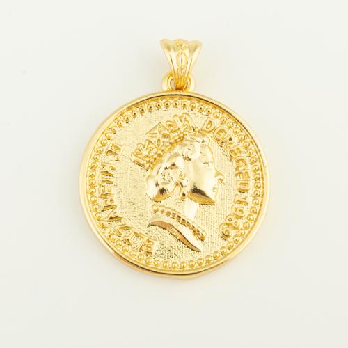 Brass Jewelry Pendants, Round, gold color plated, DIY 