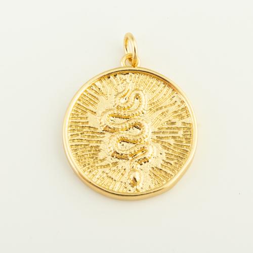 Brass Jewelry Pendants, Round, gold color plated, DIY 