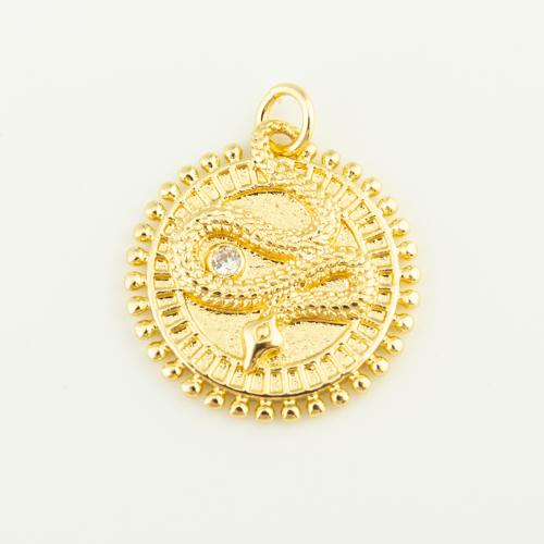 Brass Jewelry Pendants, Round, gold color plated, DIY 