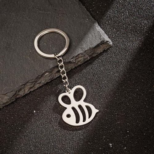 Stainless Steel Key Chain, 304 Stainless Steel, Bee, plated, fashion jewelry 