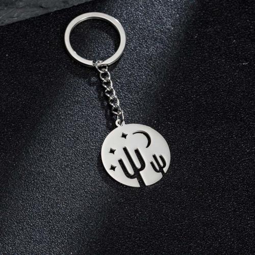 Stainless Steel Key Chain, 304 Stainless Steel, Round, plated, fashion jewelry 