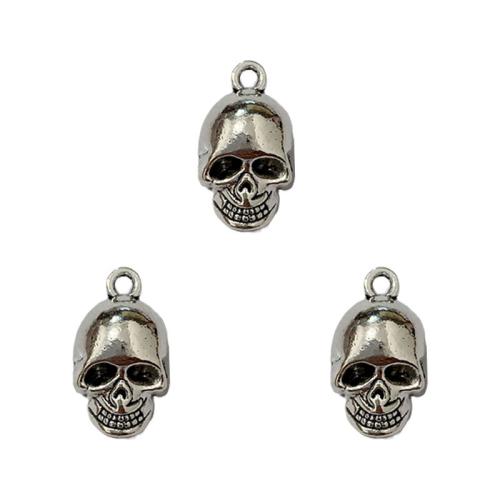 Colgantes de Aleación de Zinc en Forma Calavera, chapado en color de plata antigua, Bricolaje, 100PCs/Bolsa, Vendido por Bolsa[