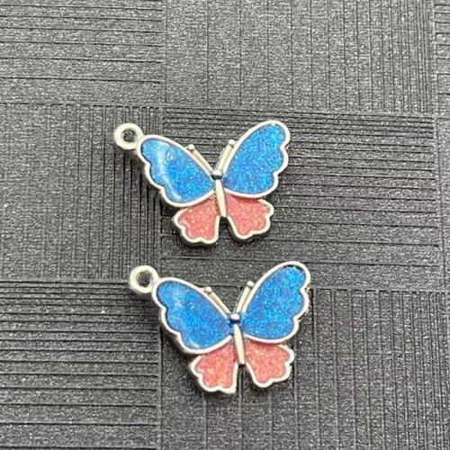 Zinc Alloy Enamel Pendants, Butterfly, plated, DIY 