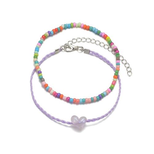 Мода ювелирные изделия anklet, Seedbead, с Нейлоновый шнурок & Акрил, ювелирные изделия моды, разноцветный, 2ПК/указан, продается указан