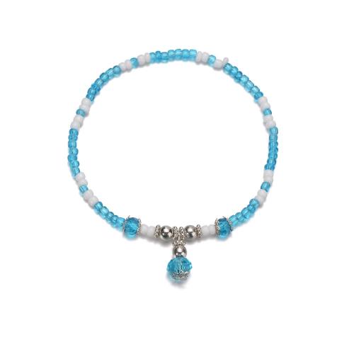 Fashion Jewelry Anklet, Seedbead, avec cristal & fer, bijoux de mode, bleu, Vendu par PC