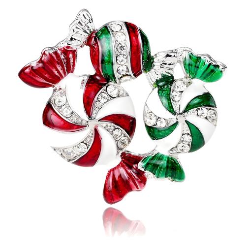 Rhinestone Zinc Alloy Brooch, Candy, Unisex & enamel & with rhinestone 