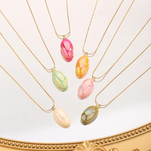 Collier de bijoux de titane, Acier titane, avec résine, Placage de couleur d'or, bijoux de mode & pour femme, plus de couleurs à choisir Environ 41-50 cm, Vendu par PC