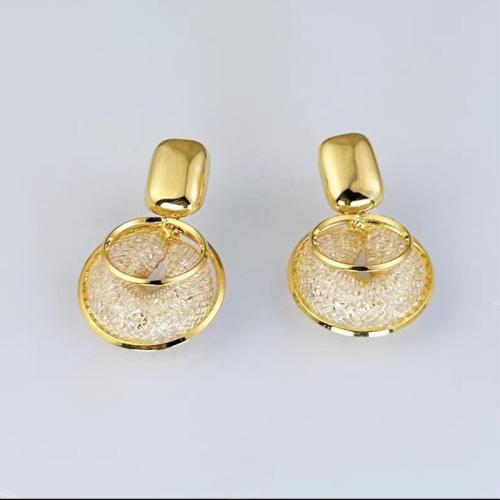 Zinc Alloy Drop Earring, 14K gold plated, fashion jewelry & for woman & hollow 