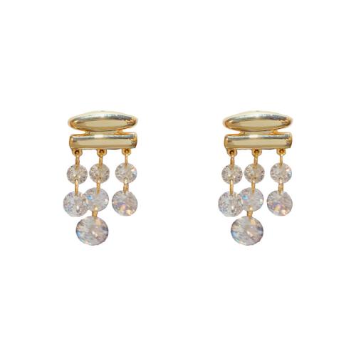 Cubic Zirconia Micro Pave Brass Earring, real gold plated, micro pave cubic zirconia & for woman 