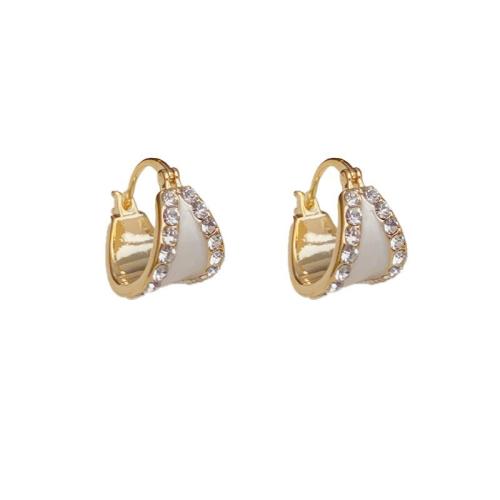 Cubic Zirconia Micro Pave Brass Earring, real gold plated, micro pave cubic zirconia & for woman & enamel 