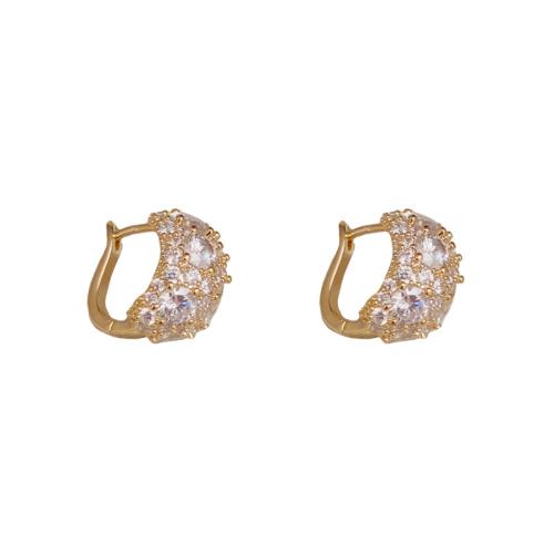 Cubic Zirconia Micro Pave Brass Earring, real gold plated, micro pave cubic zirconia & for woman 