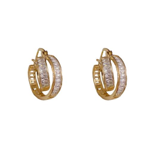 Cubic Zirconia Micro Pave Brass Earring, real gold plated, micro pave cubic zirconia & for woman, gold 