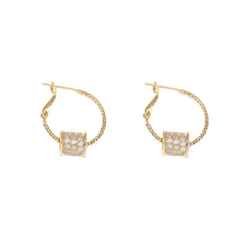 Cubic Zirconia Micro Pave Brass Earring, real gold plated, micro pave cubic zirconia & for woman, golden 