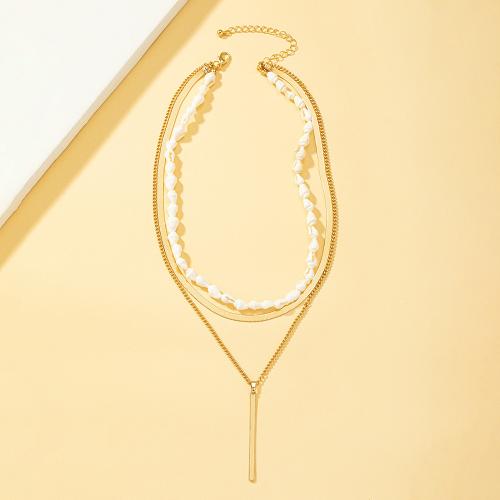 Shell Zinc Alloy Necklace, with Shell, plated, for woman, gold 