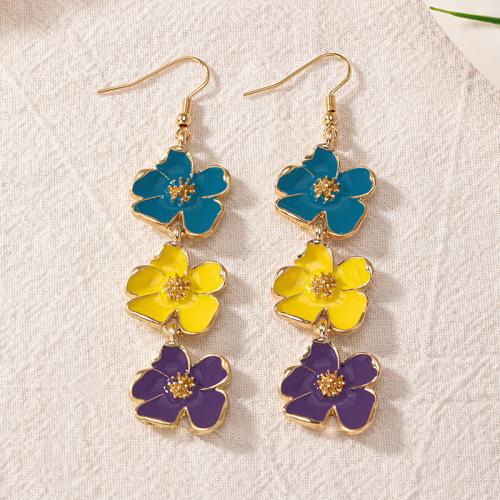 Enamel Zinc Alloy Drop Earring, petals, plated, for woman, multi-colored [