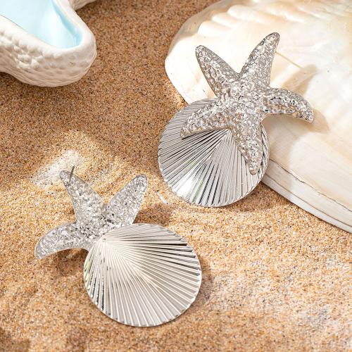 Zinc Alloy Stud Earring, plated, for woman, silver color [