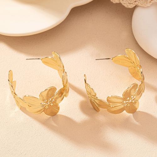 Zinc Alloy Stud Earring, petals, plated, for woman, gold [