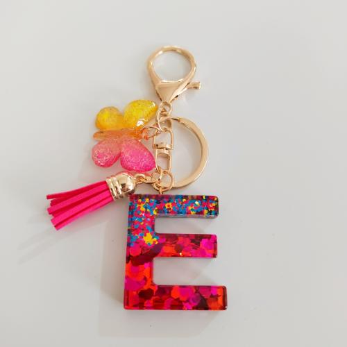 Zinc Alloy Key Clasp, with Resin, epoxy gel, letters are from A to Z & multifunctional golden, Package size 