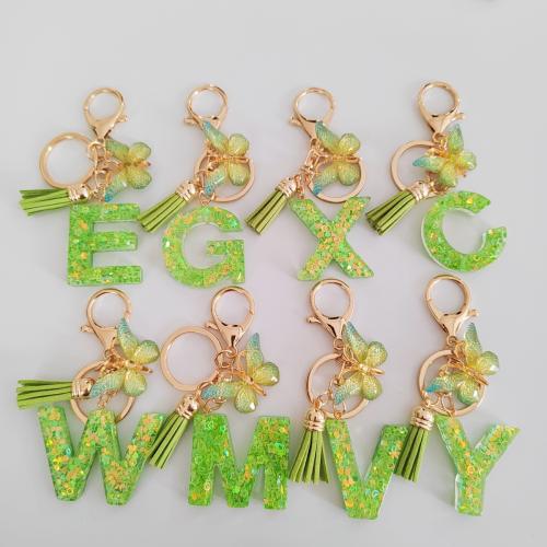 Zinc Alloy Key Clasp, with Resin, epoxy gel, letters are from A to Z & multifunctional golden, Package size 