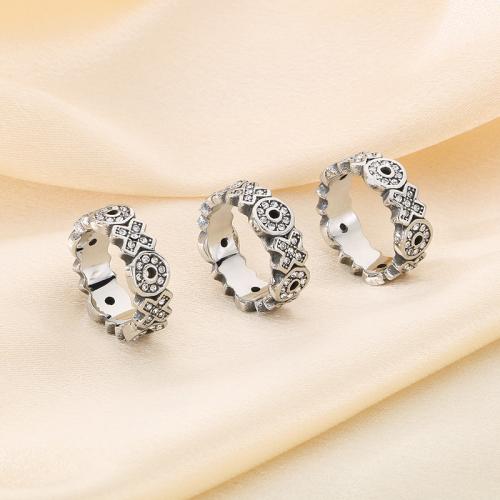 Rhinestone Stainless Steel Finger Ring, 304 Stainless Steel, Vacuum Ion Plating & for woman & with rhinestone 