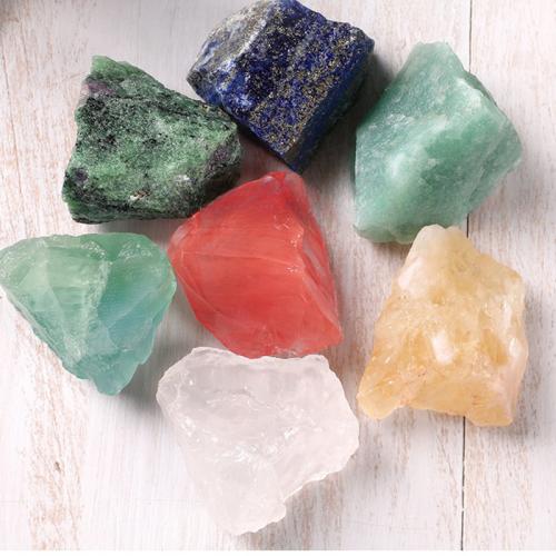 Natural Stone Rough Stone, irregular, 7 pieces multi-colored 