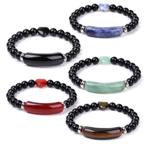 pierre noire bracelet, poli, différents matériaux pour le choix & unisexe Environ 7.3-7.5 pouce, Vendu par PC