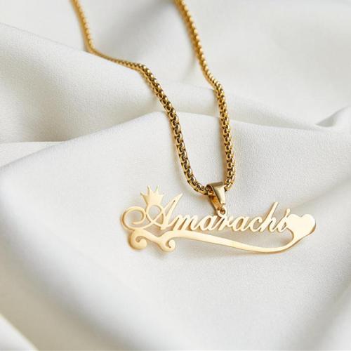 acero inoxidable 304 collar, con 5cm extender cadena, Cada texto personalizado debe tener menos de 10 letras & Joyería & para mujer, dorado, longitud:aproximado 40 cm, Vendido por UD