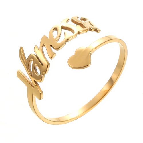 acero inoxidable 304 Anillo de dedo Cuff, Cada texto personalizado debe tener menos de 10 letras & Joyería & para mujer, dorado, Inner diameter 17mm, Vendido por UD