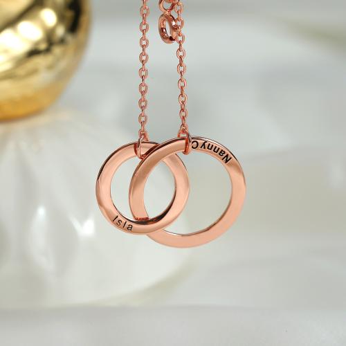 laiton collier, avec 5cm chaînes de rallonge, Chaque texte personnalisé doit être inférieur à 10 lettres & bijoux de mode & pour femme, couleur or rose Environ 40 cm, Vendu par PC[