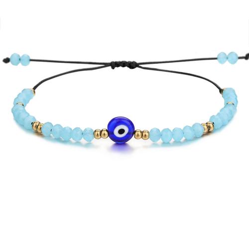 Evil Eye Jewelry Bracelet, Lampwork, with Crystal & 304 Stainless Steel, Adjustable & fashion jewelry & Unisex [