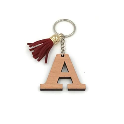 Wood Key Chain, Beech Wood, with Zinc Alloy, Unisex 