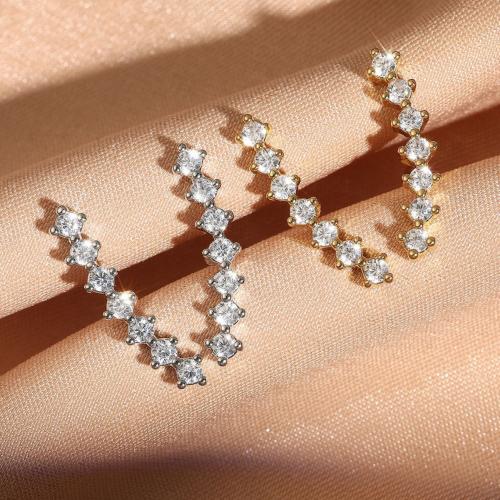 Rhinestone Brass Stud Earring, fashion jewelry & for woman & with rhinestone [