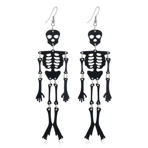 Acrílico Pendientes con Colgantes, con aleación de zinc, Calavera, Diseño de Halloween & Joyería & diferentes estilos para la opción & para mujer, Vendido por Par