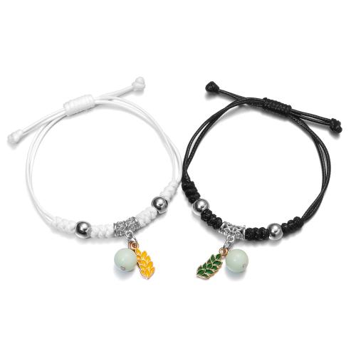 Fashion Create Wax Cord Bracelets, Zinc Alloy, with Wax Cord, 2 pieces & Christmas Design & fashion jewelry & Unisex Approx 16-26 cm [