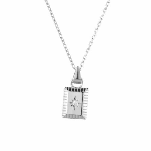 Zircon cubique Micro Pave collier en argent sterling, Argent sterling 925, bijoux de mode & pavé de micro zircon & pour femme, plus de couleurs à choisir Environ 45 cm, Vendu par PC