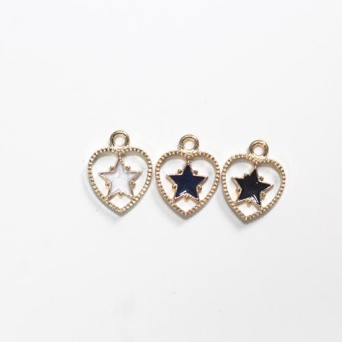 Zinc Alloy Enamel Pendants, Heart, gold color plated, DIY 