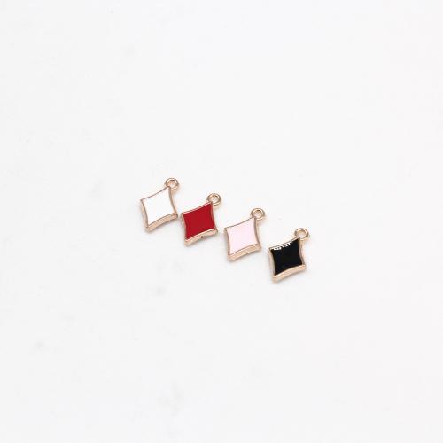 Zinc Alloy Enamel Pendants, Rhombus, gold color plated, DIY 