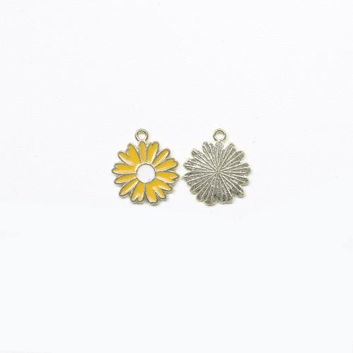 Zinc Alloy Enamel Pendants, Flower, gold color plated, DIY 