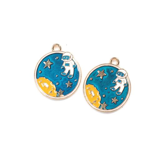 Zinc Alloy Enamel Pendants, gold color plated, DIY 