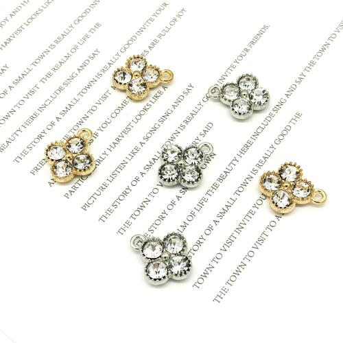 Zinc Alloy Rhinestone Pendants, Four Leaf Clover, plated, DIY & with rhinestone 