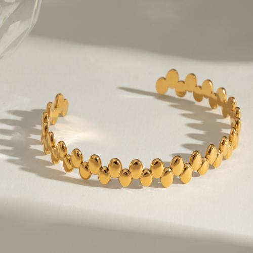 pulsera brazalete de acero inoxidable, acero inoxidable 304, chapado en color dorado, para mujer, Vendido por UD