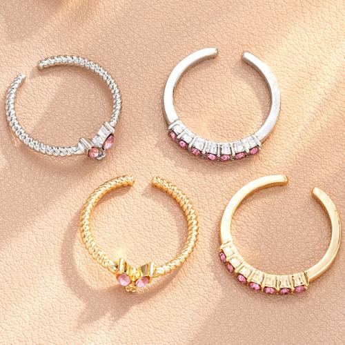 Zink-Legierung Ring Set, Zinklegierung, plattiert, verschiedene Stile für Wahl & für Frau & mit Strass, keine, verkauft von setzen