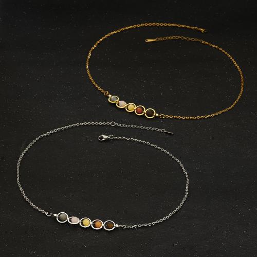 Collier de bijoux en acier inoxydable, Acier inoxydable 304, avec pierre gemme, avec 1.97 Inch chaînes de rallonge, fait à la main, bijoux de mode & pour femme, plus de couleurs à choisir .6 pouce, Vendu par PC[