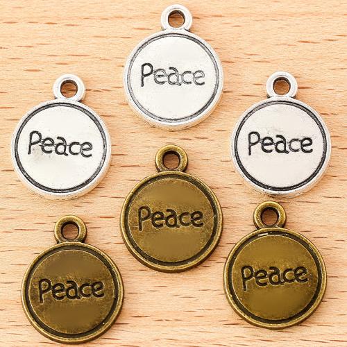 Zinc Alloy Message Pendants, Round, plated, DIY 