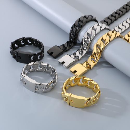 Fashion Stainless Steel Jewelry Sets, 304 Stainless Steel, bracelet & necklace, plated & for man 