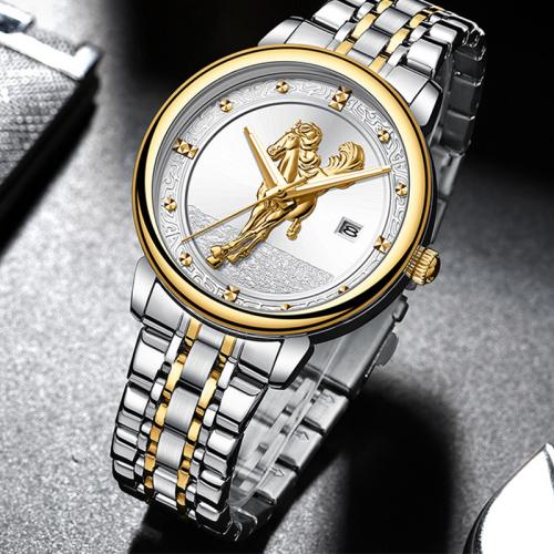 Zinc Alloy Watch Bracelet, with Glass & 304 Stainless Steel, Round, plated, Life water resistant & Chinese movement & with single calendar & for man & luminated Approx 20-26 cm 